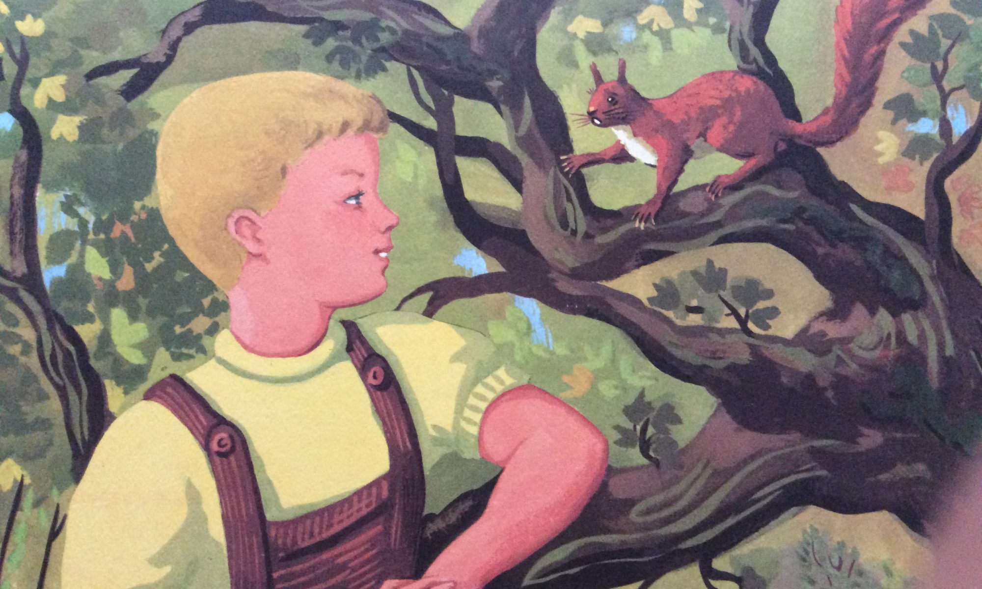 panneau pédagogique scolaire ancien méthode de lecture Poucet et son ami l'écureuil