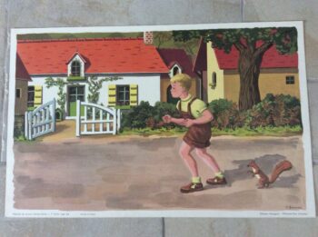 affiche scolaire école rossignol Poucet et son ami l'écureuil