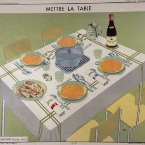 Affiche Scolaire École Rossignol Mettre la Table Déco Vintage Cuisine
