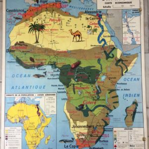 Affiche Scolaire Afrique Vintage Dakar Carte Économique