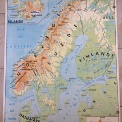 Affiche Scolaire Vintage Scandinavie Norvège Finlande Suède