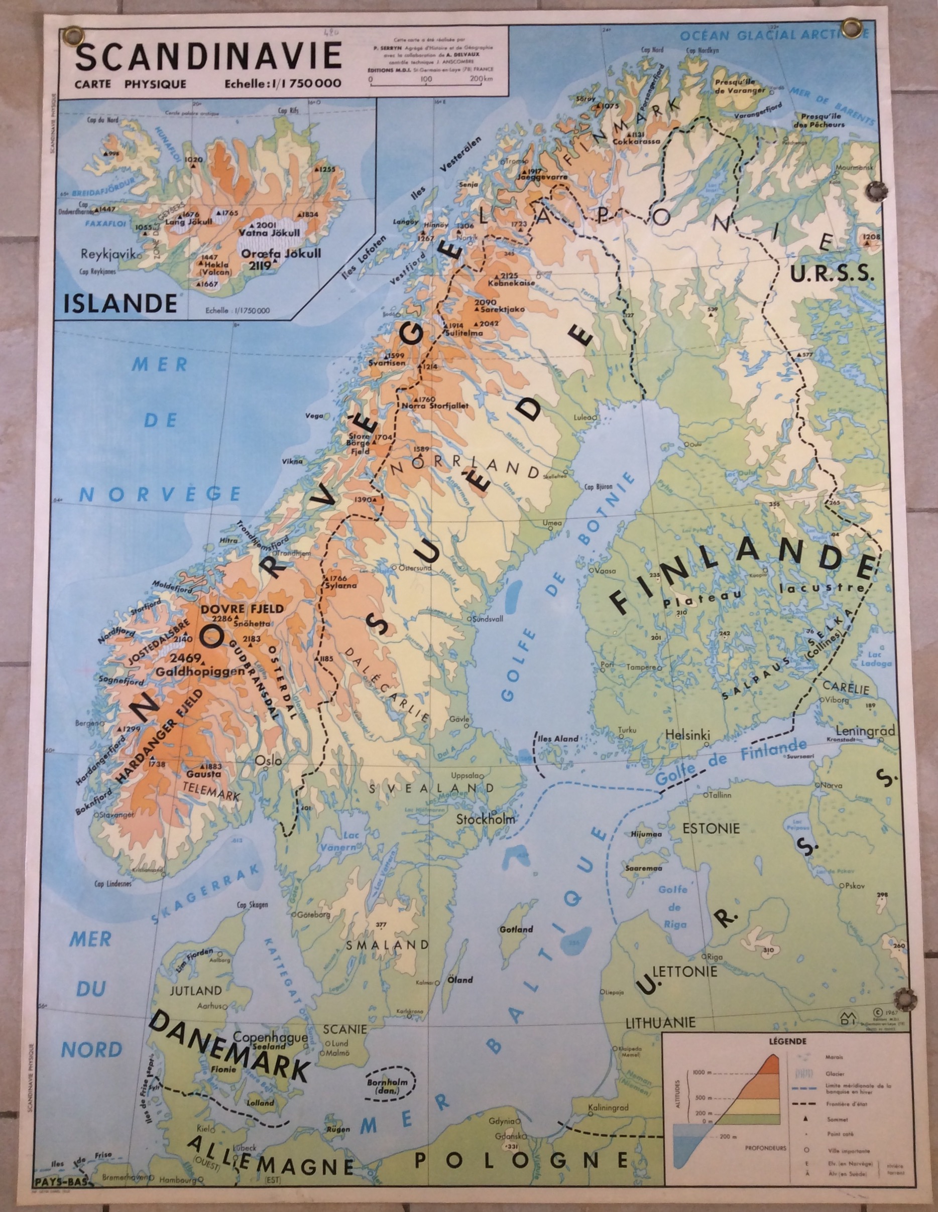 Affiche Scolaire Vintage Scandinavie Norvège Finlande Suède