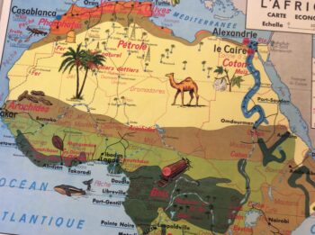 Affiche Scolaire Afrique Vintage Dakar Carte Économique