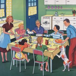 Affiche Scolaire École Vintage Repas En Famille Déco