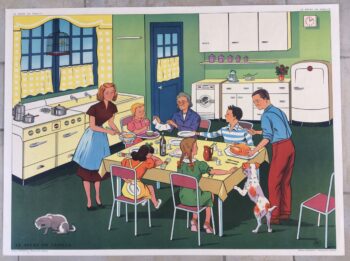 Affiche Scolaire École Vintage Repas En Famille Déco