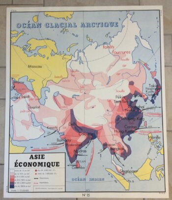 Affiche Scolaire Asie Économique Déco Vintage