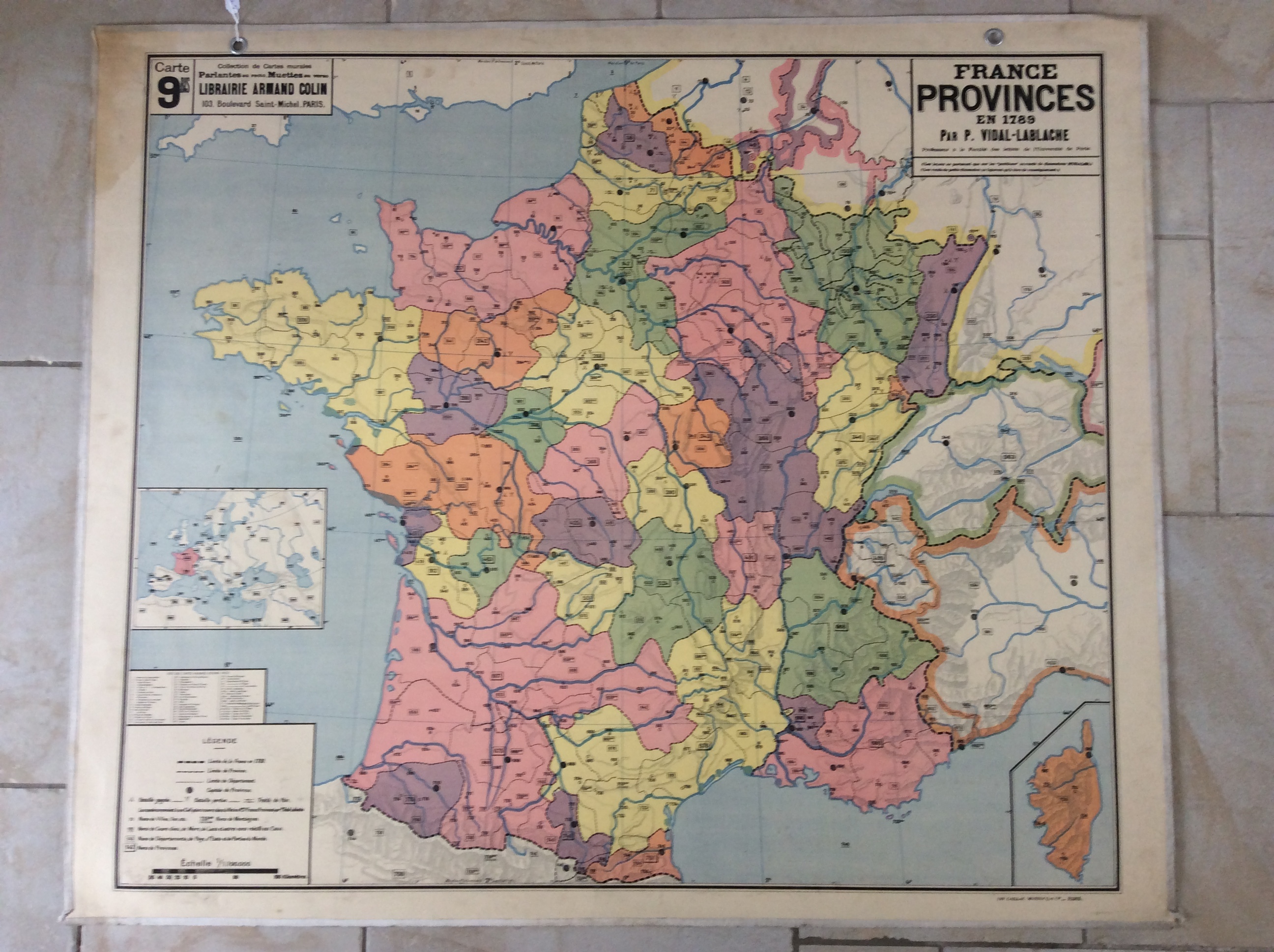 Carte Scolaire Vidal Lablache France Provinces Déco Vintage Affiches Scolaires Anciennes 0621