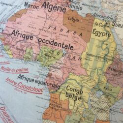 CARTE SCOLAIRE ANCIENNE MURALE AFRIQUE POLITIQUE DÉCO VINTAGE