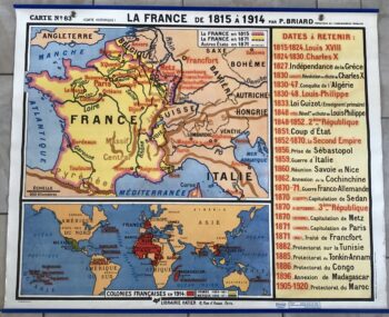 CARTE SCOLAIRE PLASTIFIÉE LA FRANCE DE 1815 A 1914