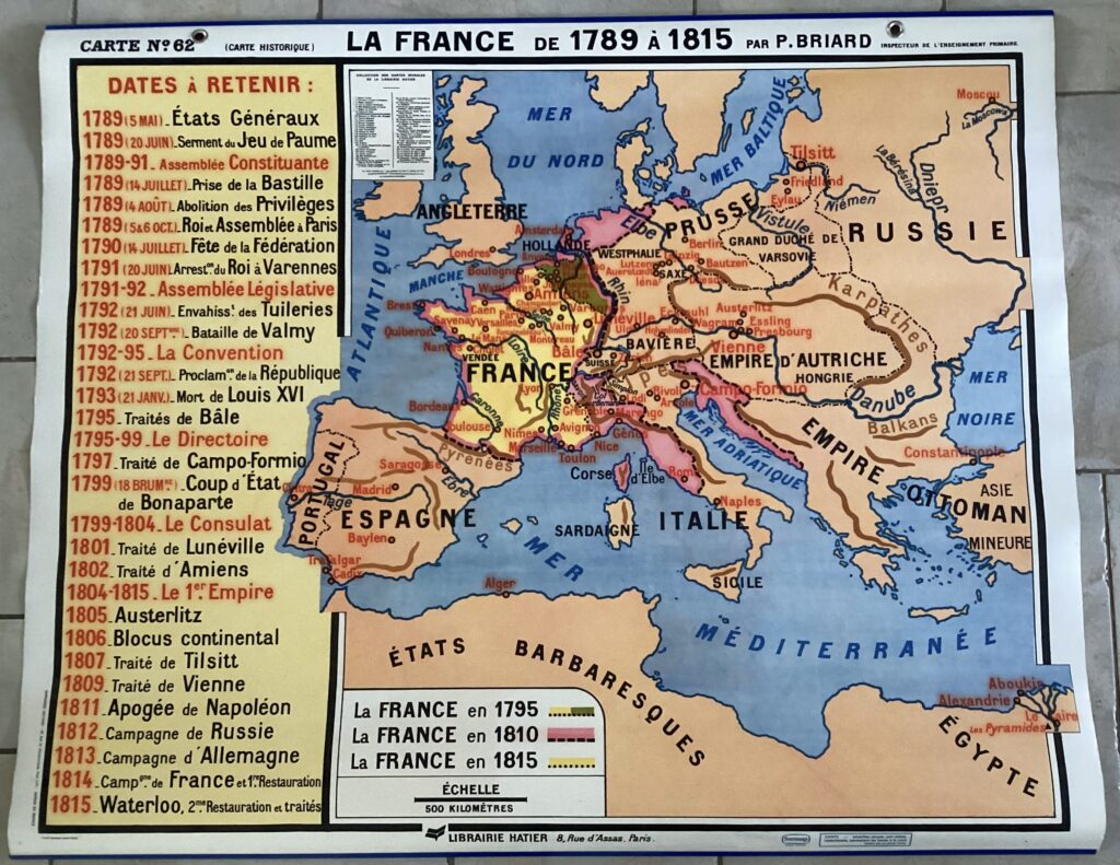 CARTE SCOLAIRE PLASTIFIÉE LA FRANCE DE 1789 A 1815 - affiches scolaires ...